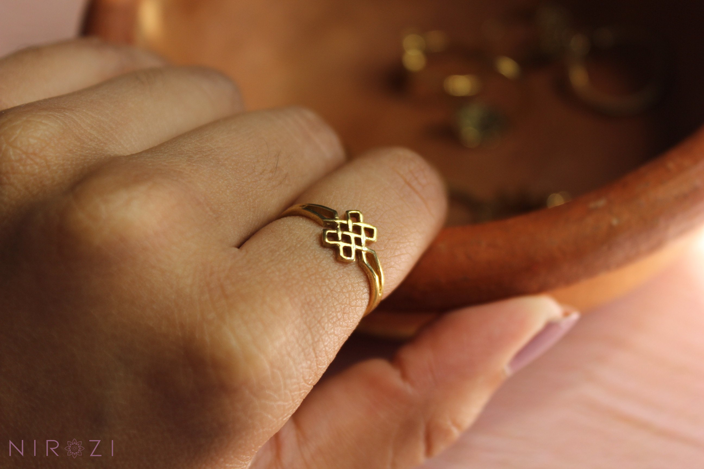 Handcrafted pure brass (nickel-free) ring. Eternal knot ring. Completely handcrafted ring. Everyday wear rings. Dainty rings.