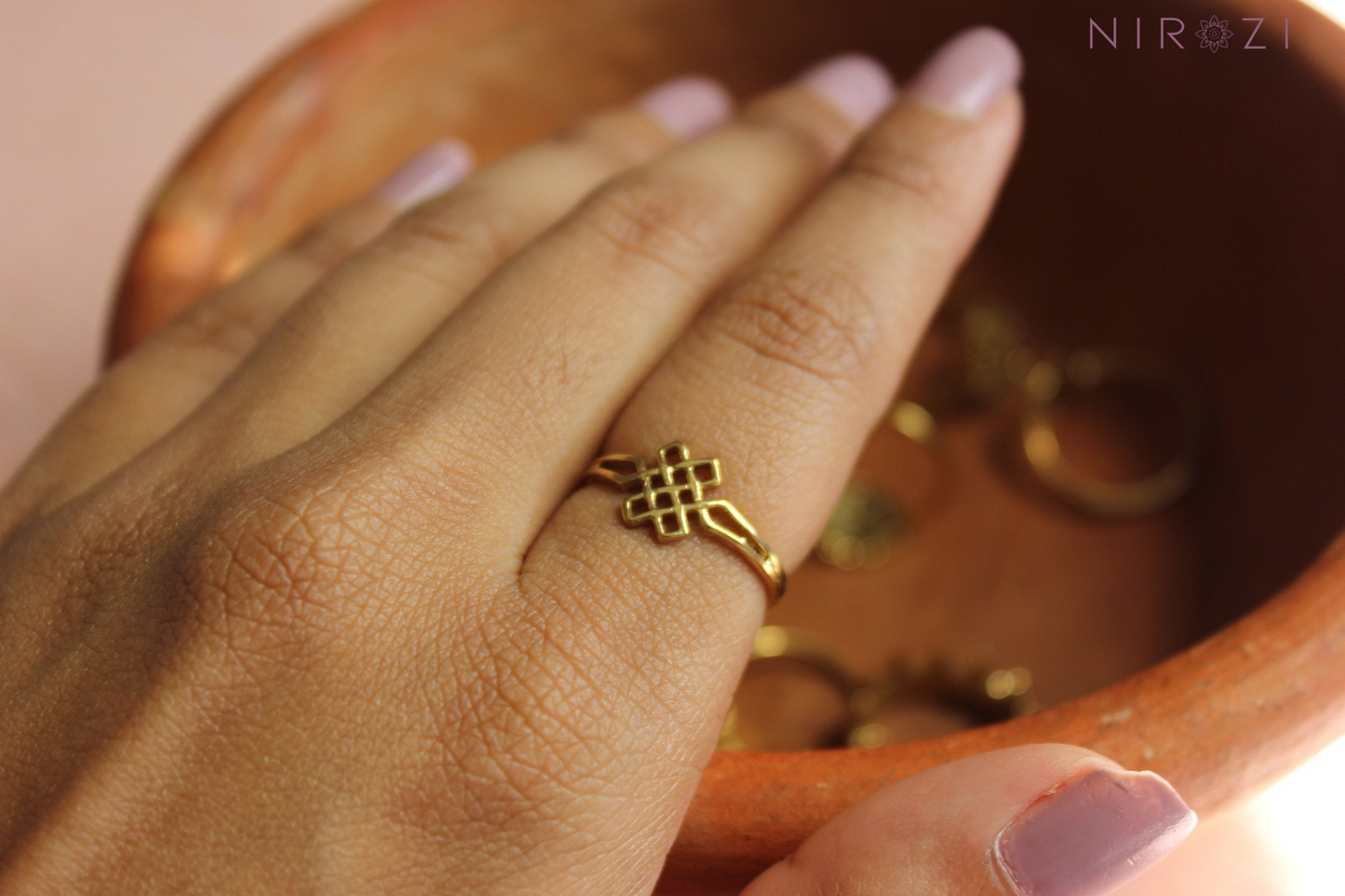 Handcrafted pure brass (nickel-free) ring. Eternal knot ring. Completely handcrafted ring. Everyday wear rings. Dainty rings.