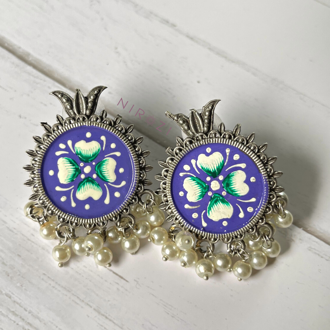 Aheli - Hand painted stud earrings
