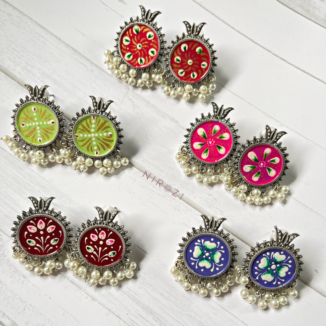 Aheli - Hand painted stud earrings