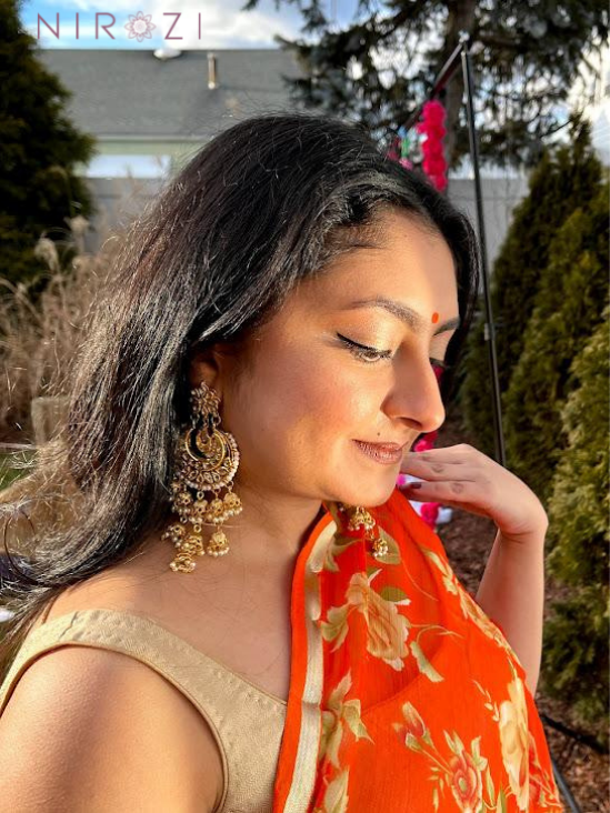 kundan chandbali jhumka. Glam up your simple looks with this glam pair of jhumka! layered design jhumka.