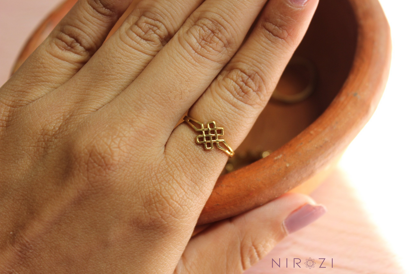 Handcrafted pure brass (nickel-free) ring. Eternal knot ring. Completely handcrafted ring. Everyday wear rings. Dainty rings.
