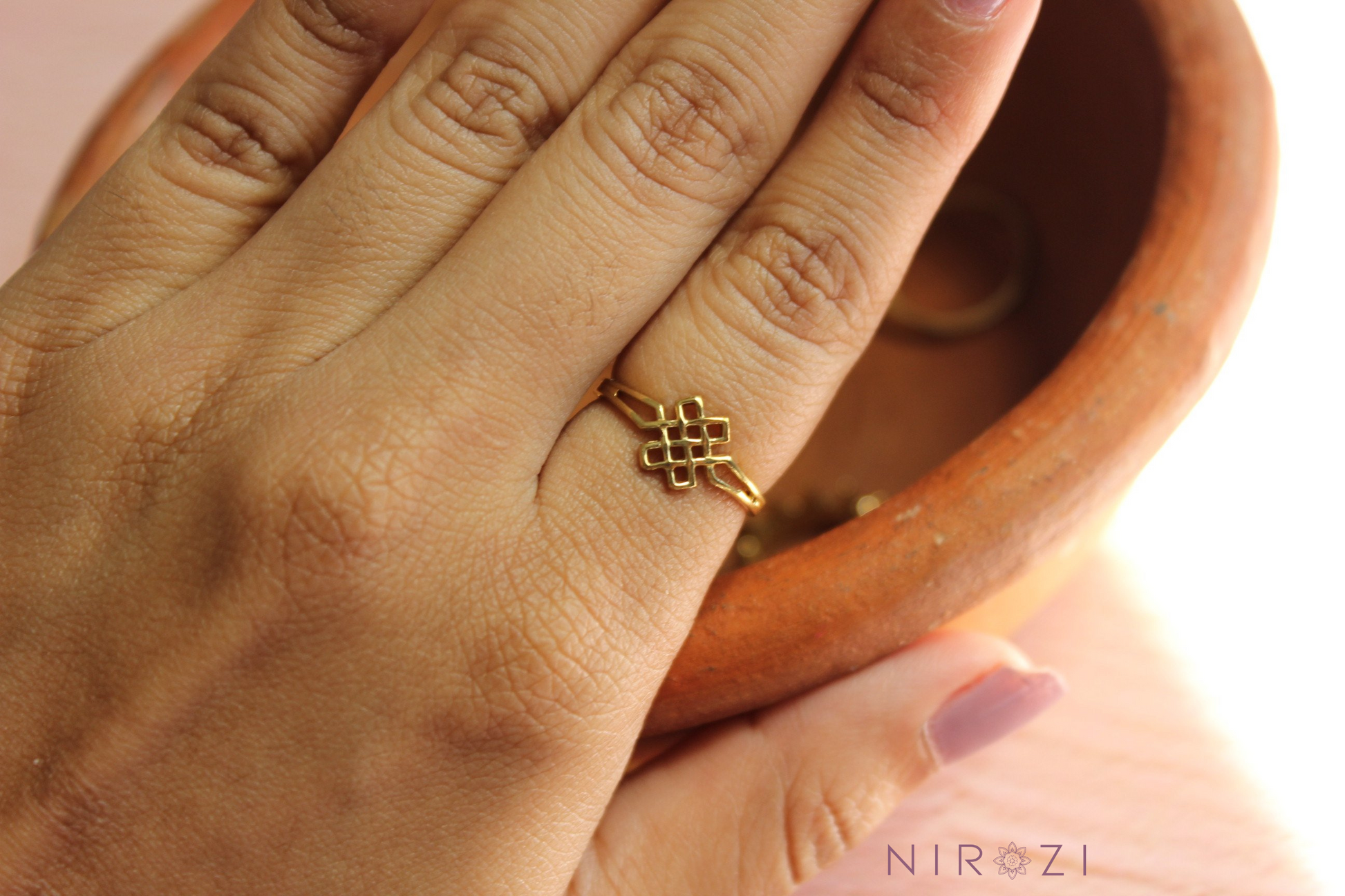 Handcrafted pure brass (nickel-free) ring. Eternal knot ring. Completely handcrafted ring. Everyday wear rings. Dainty rings.