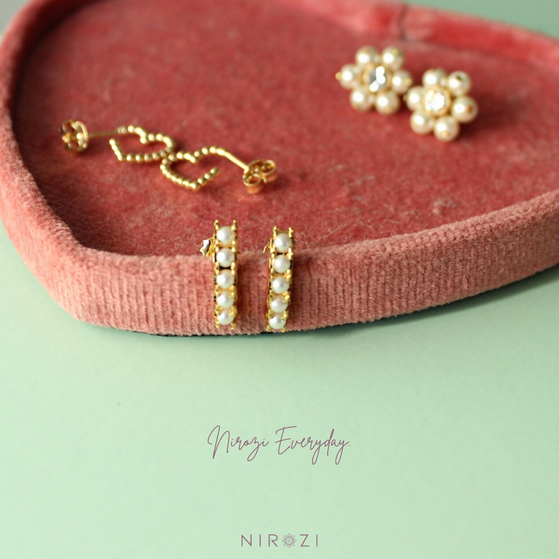Pali Dainty pearl earrings 18K gold filled Nirozi