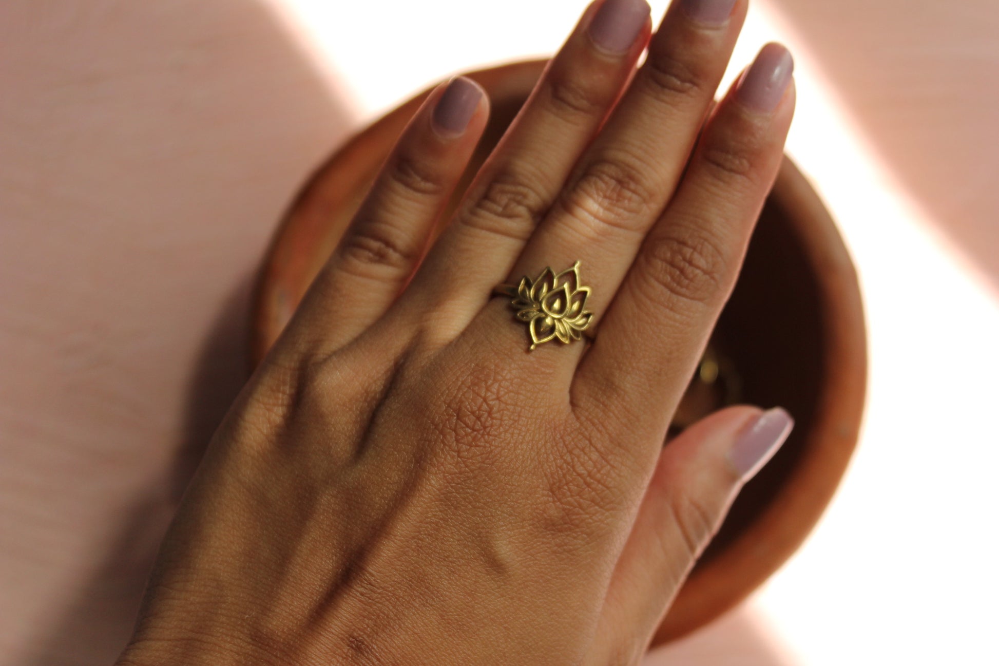 Handcrafted pure brass (nickel-free) ring. Lotus rings. Handcrafted by artisans in South Asia, lotus bloom golden ring. Everyday wear jewelry. Rings for everyday wear. 